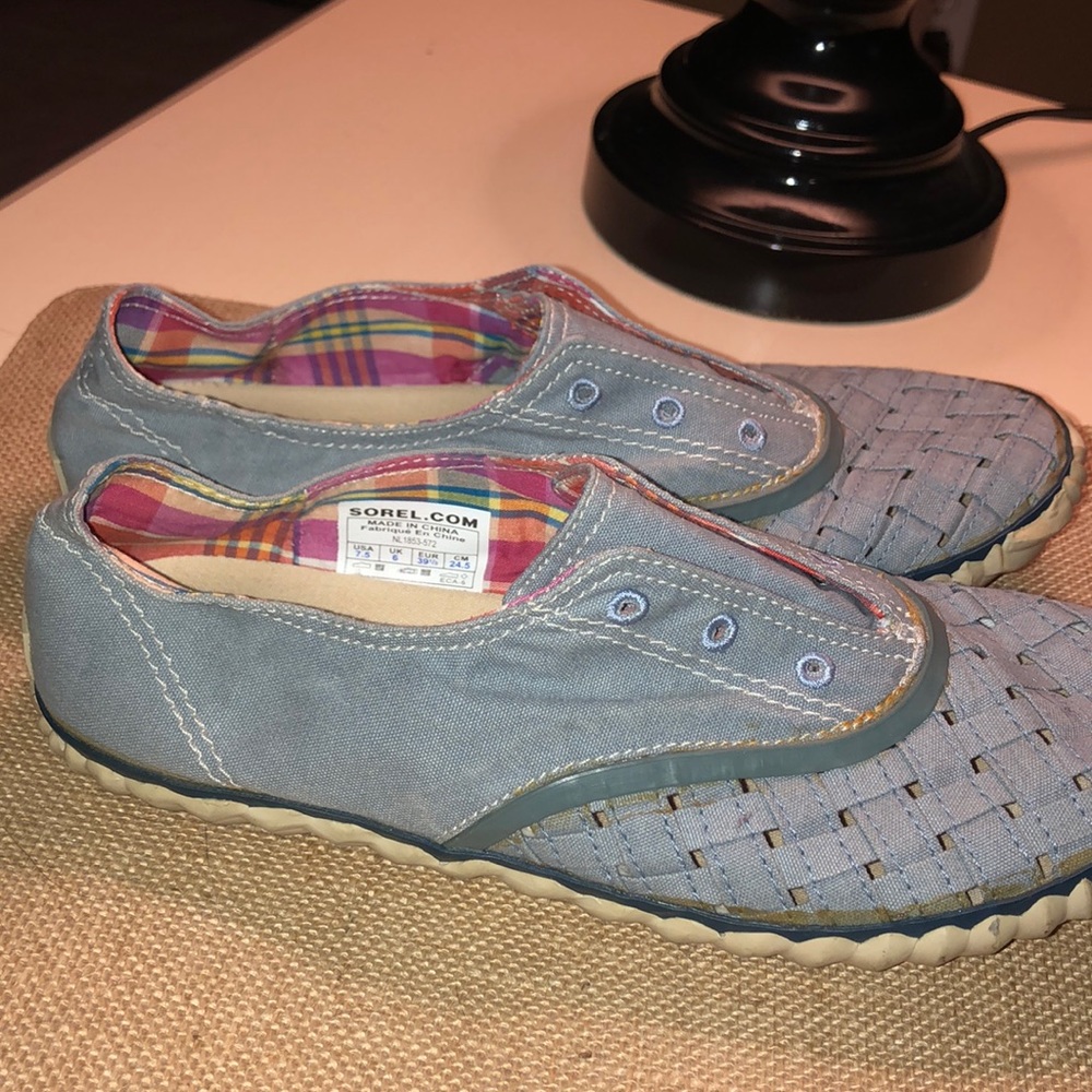 Sorel Picnic Weave Canvas Denim Blue Shoes
